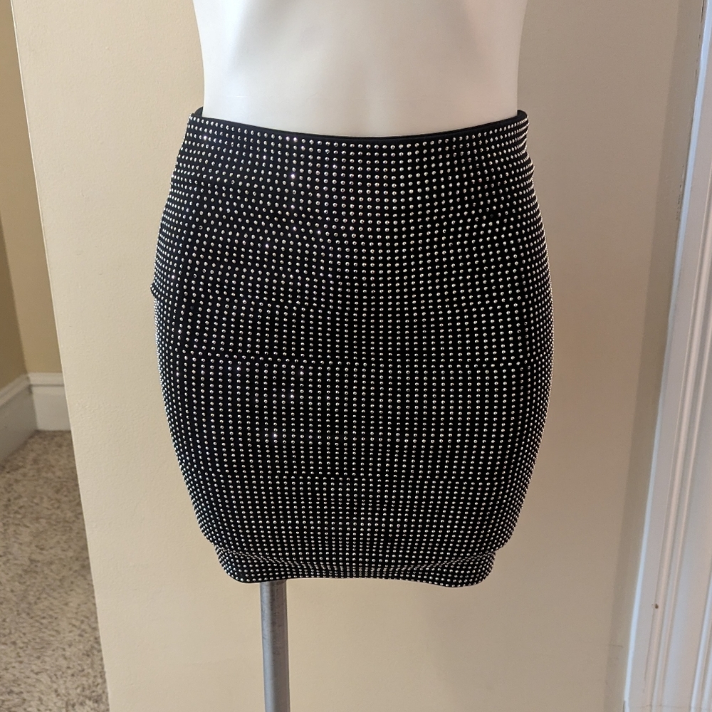 Forever 21 black mini skirt with silver studs size Xs